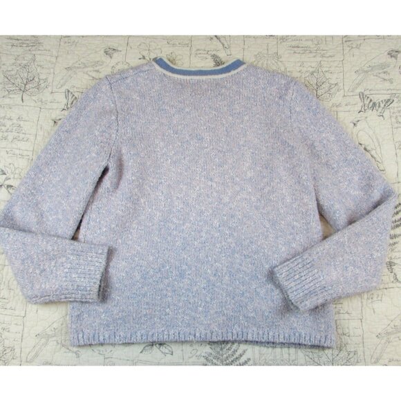 J. Crew Women's Marled Merino knit crop Sweater Lady Jacket Blue preppy M - Picture 9 of 9